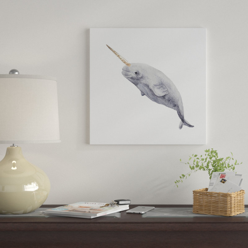 « narwhal », impression sur toile tendue, H 12 po x l 12 po x P 1,5 po, Toile tendue, Pas de tapis
