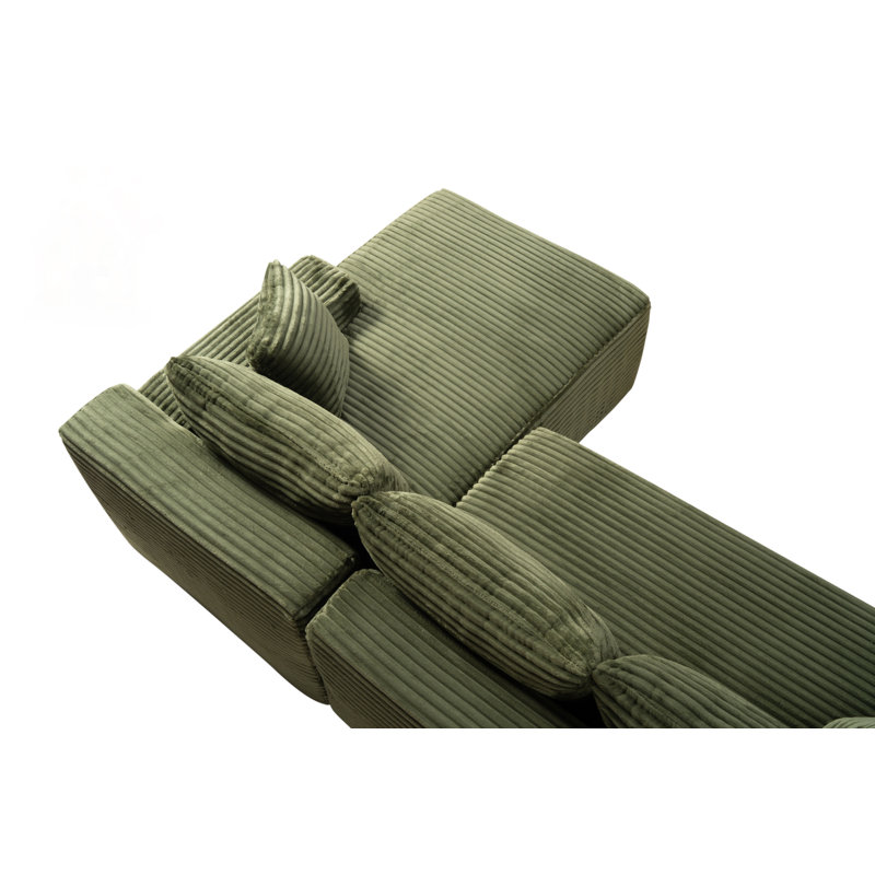 Canapé modulaire 94,5 pouces avec méridienne en forme de L et canapé rembourré minimaliste moderne 94,5 pouces, Vert