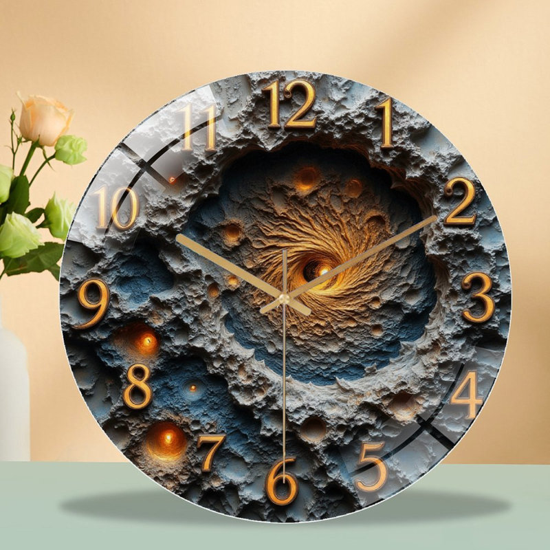 Horloge murale unique en verre avec design en spirale et texture