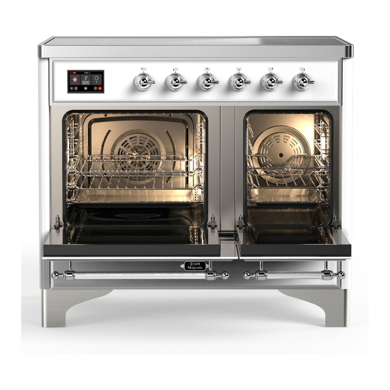 Majestic III Series 40 Inch Induction Range with 6 Induction Elements in Stainless Steel (Brass Trim), Chrome, White