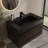 Alice 30" Walnut Bathroom Vanity with Sink, Large Storage Wall Mounted Floating Bathroom Vanity for Modern Bathroom, One-Piece Black Sink Basin without Drain and Faucet, Pre-assembled