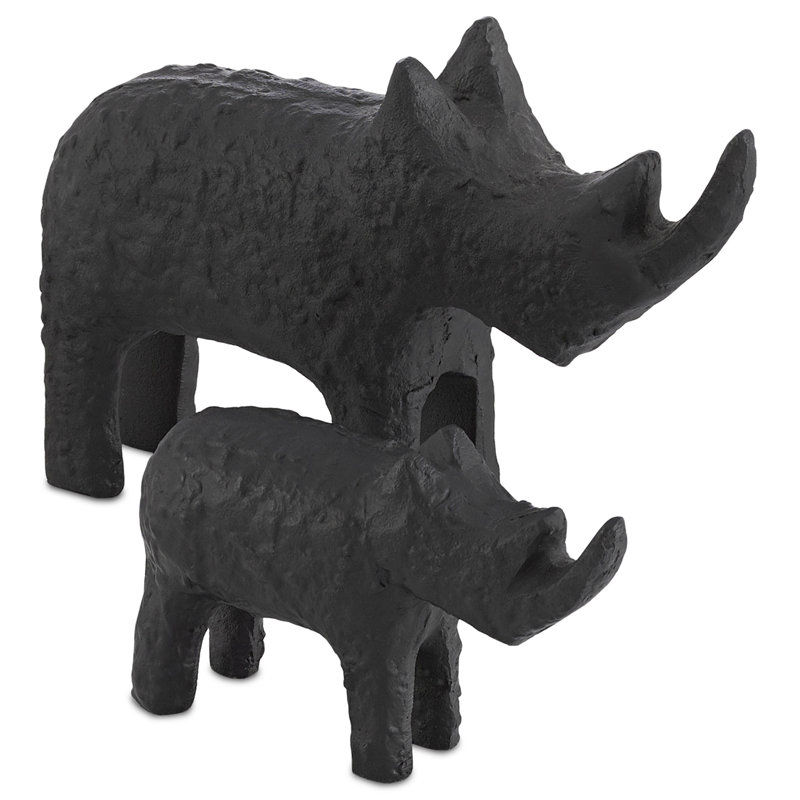 Kano Rhino Figurine, 7.75" H x 3" W x 11" D, Silver