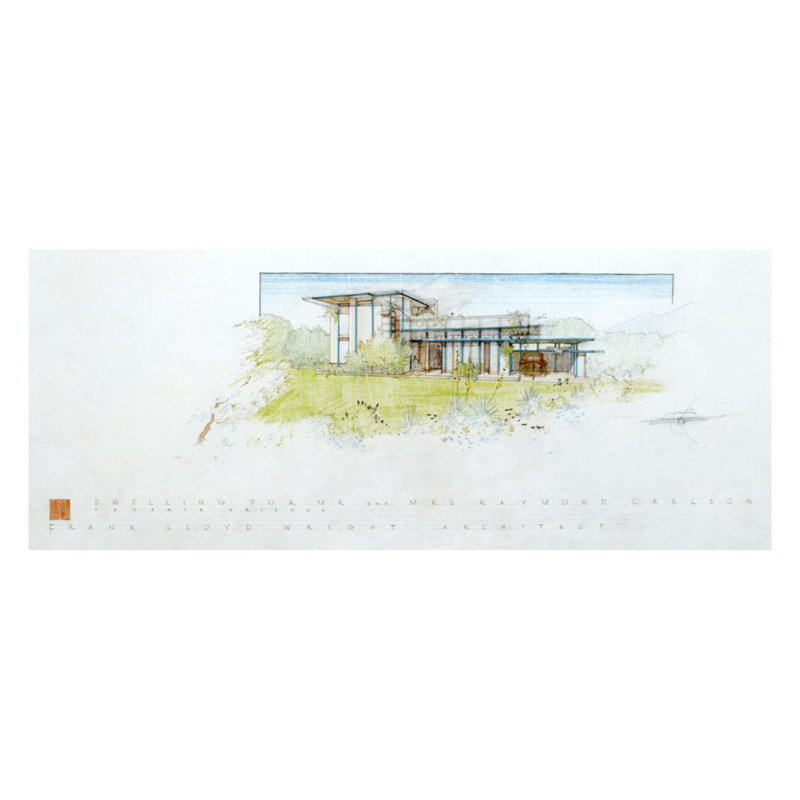 «Raymond Carlson House Phoenix AZ» par Frank Lloyd Wright - Estampe numérique, H 22 po x l 28 po