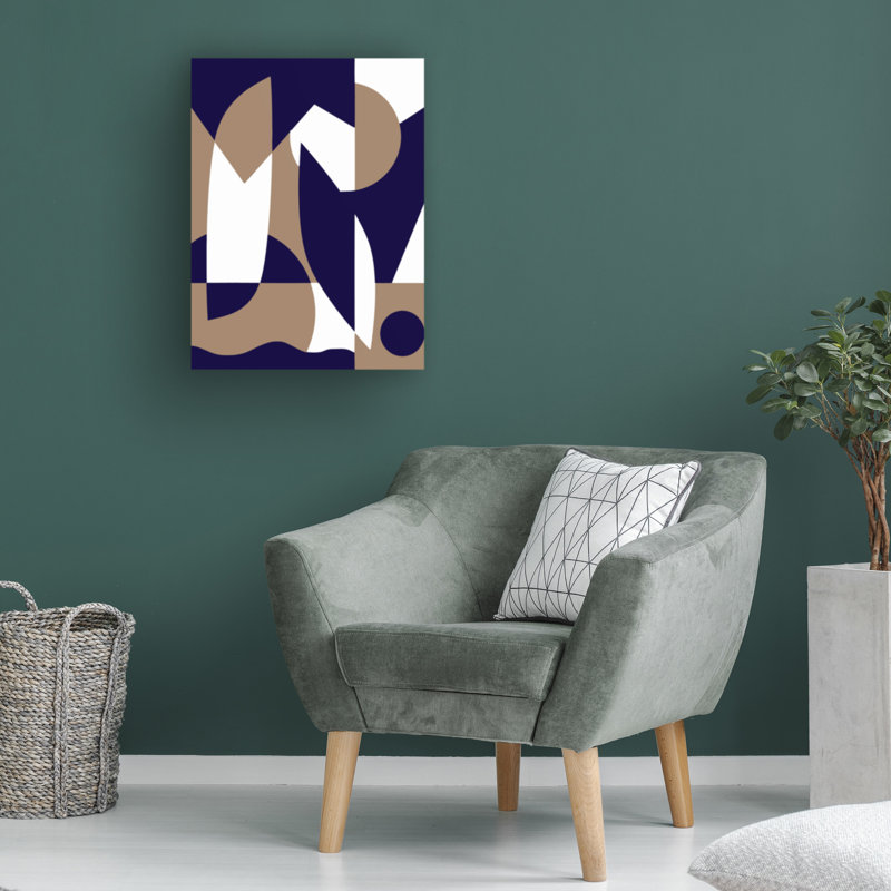 «Little Dean», art géométrique sur toile gris et bleu, H 18 po x l 24 po