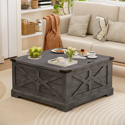 Table basse l 35,4 po avec rangement, table basse à plateau relevable pour le salon