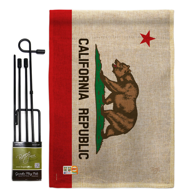 L’état de la california state americana statements en toile jute à 2 côtés 19 x 13 po ensemble de drapeau