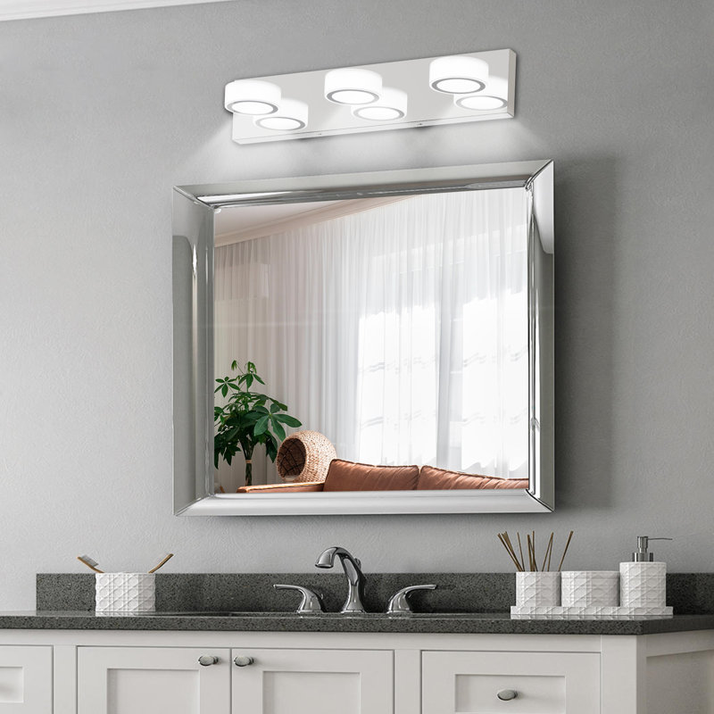 Éclairage pour meuble-lavabo à DEL 3 lumières à intensité variable, barre de salle de bain chromée pour salle de bain, miroir de meuble-lavabo et salon