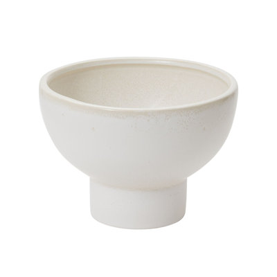 S Round White "Alcala" Footed Planter Pot Compote for Plants