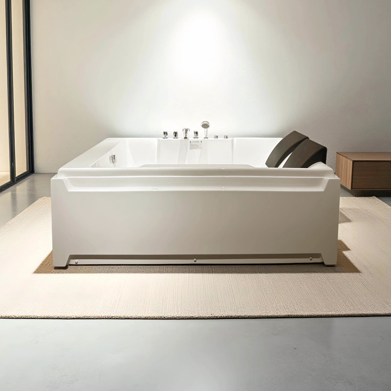 73" Jetted Bathtub For Couples, 8 Water Jets, Hydro Massage, , Ul & , Left Drain, Acrylic And Steel Tub, 110 Gallons Relaxation Construction,