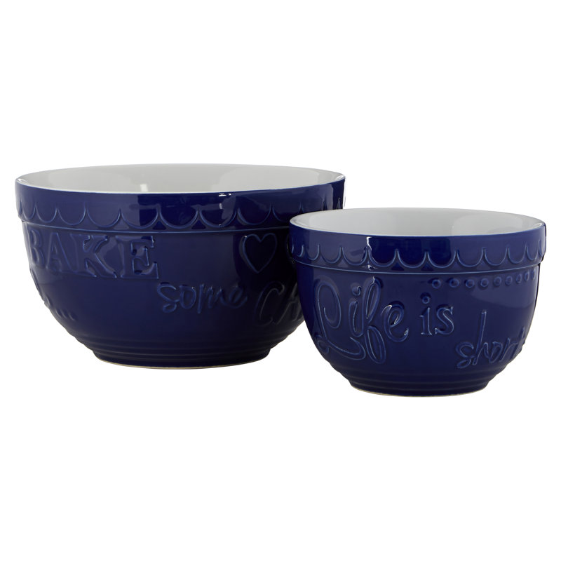 Gigi 2 Piece Stoneware Mixing Bowl Set, Blue