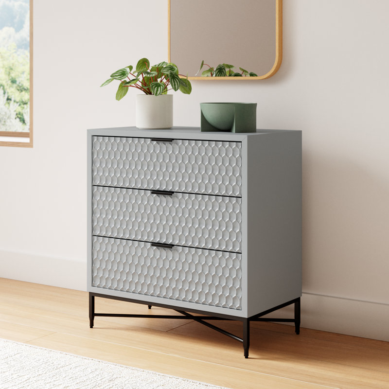 Capra 32" W 3-Drawer Wood Standard Dresser, Sky Gray