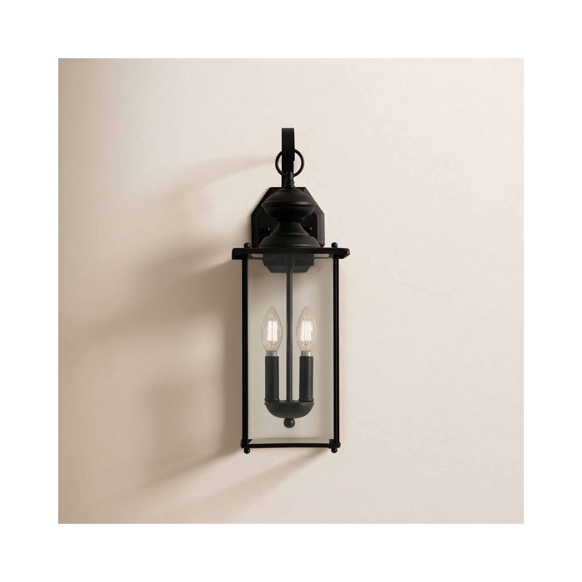 Tiernan 2 Light Outdoor Wall Light, No, Black