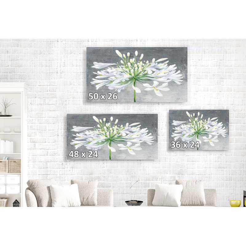 Fleurs Cleome, vert, blanc, jaune, sur fond gris, floral, doux, H 24 po x l 36 po x P 1,5 po