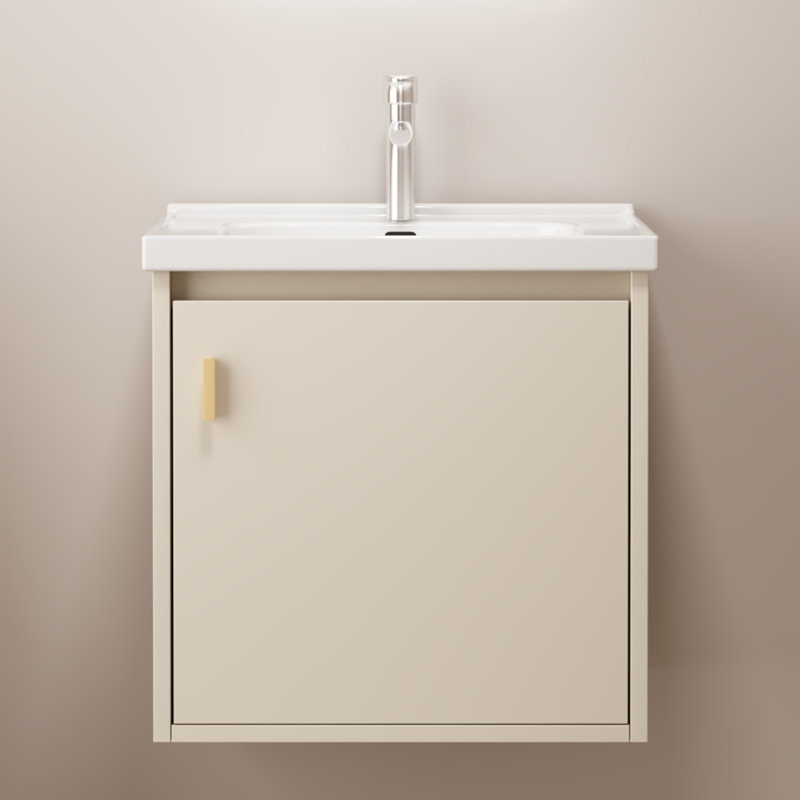 Petit meuble-lavabo mural 20 po avec lavabo en céramique Yesen, Kaki