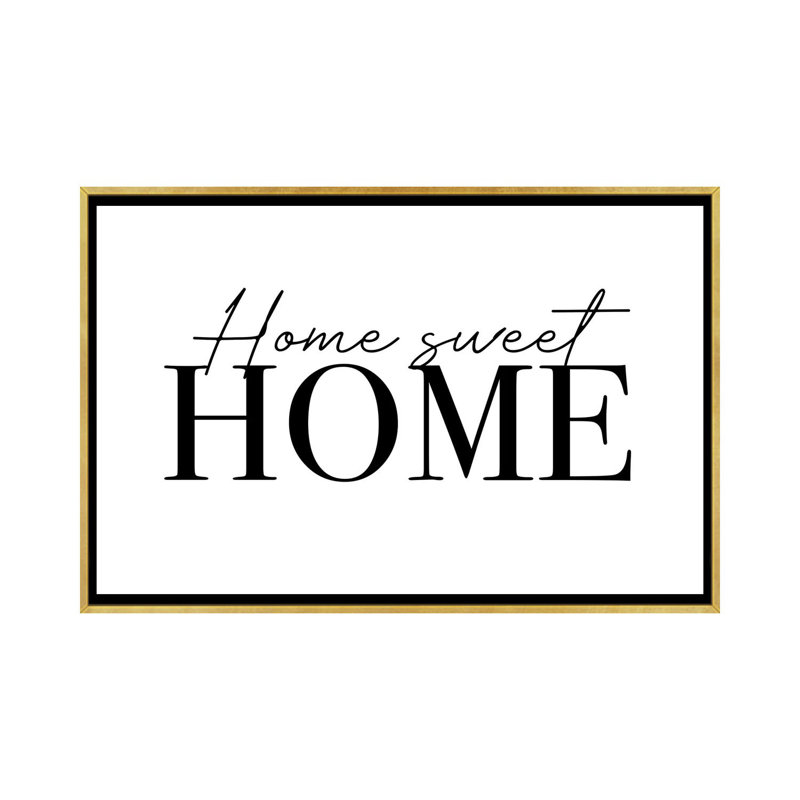 Home Sweet Home-impression d’art textuel, Toile encadrée d'or, Pas de tapis, H 32 po x l 48 po x 1,5 po