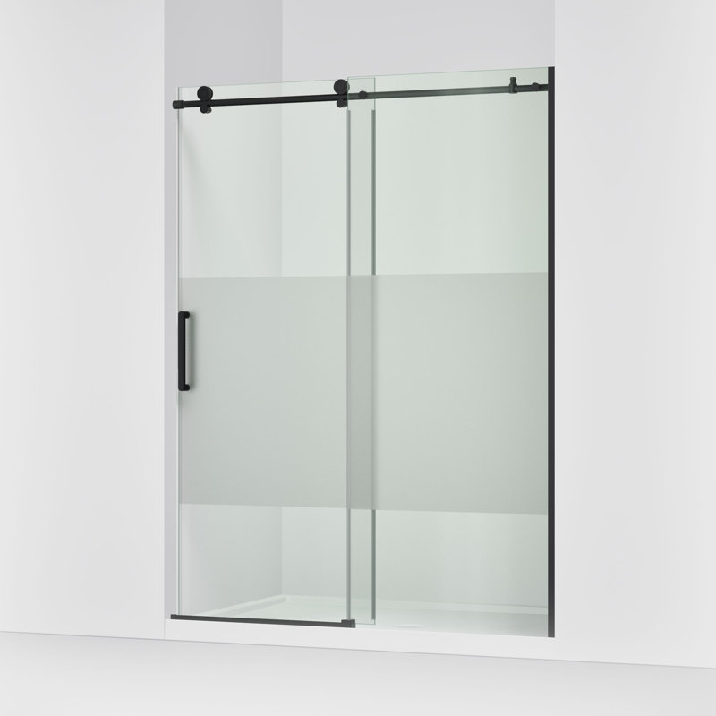 Composed 78 In. Sliding Shower Door With 3/8 In.-Thick Glass, Black