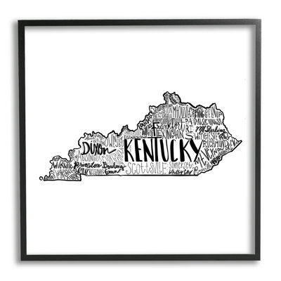 «Kentucky State Shape Typographie Map», estampe numérique texturée encadrée par le samedi soir Post_aq-632