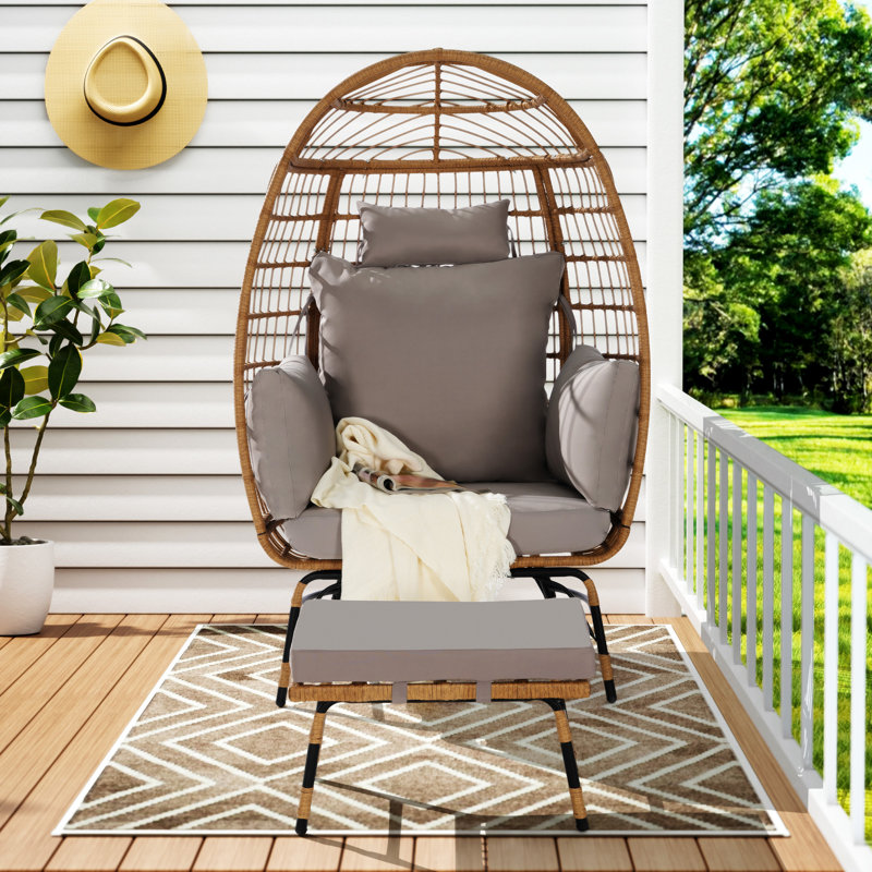 Fauteuil en osier, Gris clair / brun beige