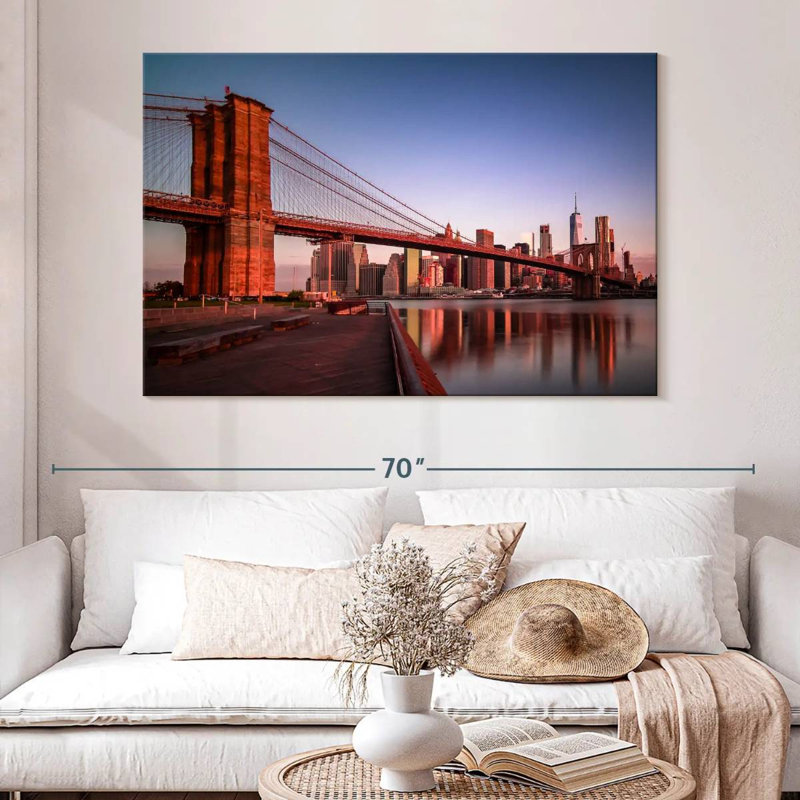 Lilie Brooklyn Bridge au lever du soleil, H 34 po x l 51 po