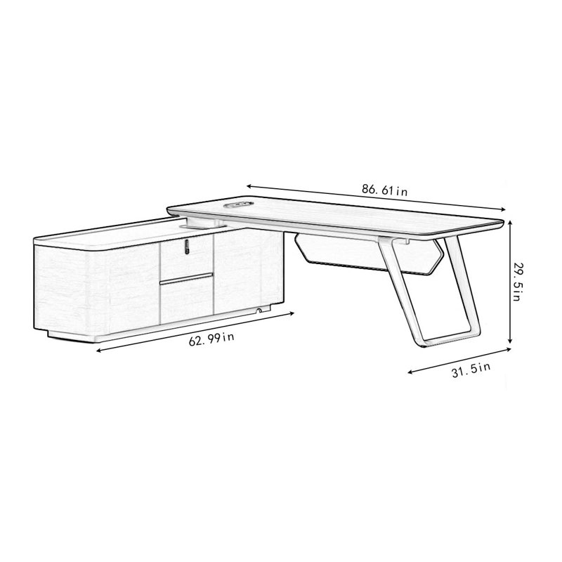 Teacher's computer desk with a left side cabinet
