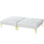 Lit futon convertible avec pattes en métal doré, moelleuses et agréables en tissu - pour les petits espaces, facile à assembler, expérience confortable dans des espaces polyvalents, trois réglages, un assemblage,
