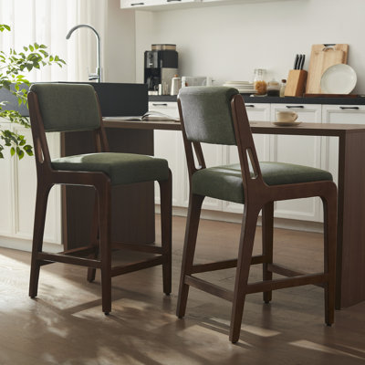  Ensemble de 2 tabourets de bar rembourrés à assemblage rapide de style moderne avec pieds en bois
