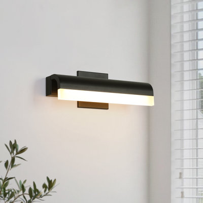 Applique murale moderne de salle de bain DEL de 14,2 po, noir mat, avec DEL intégrée à intensité variable 5 CCT.