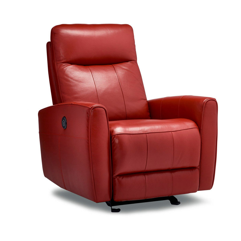 Garver Power Recliner, Red Genuine Leather
