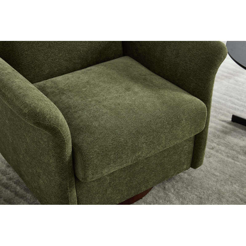 Fauteuil d'appoint pivotant avec base en bois