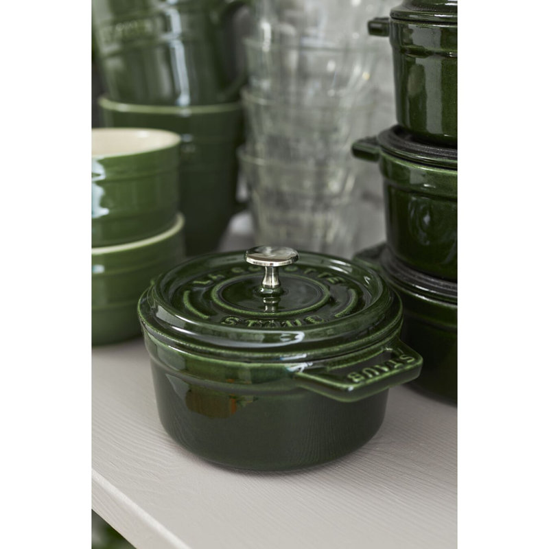 La Cocotte Cast Iron Round Cocotte, 0.25 quarts, Basil