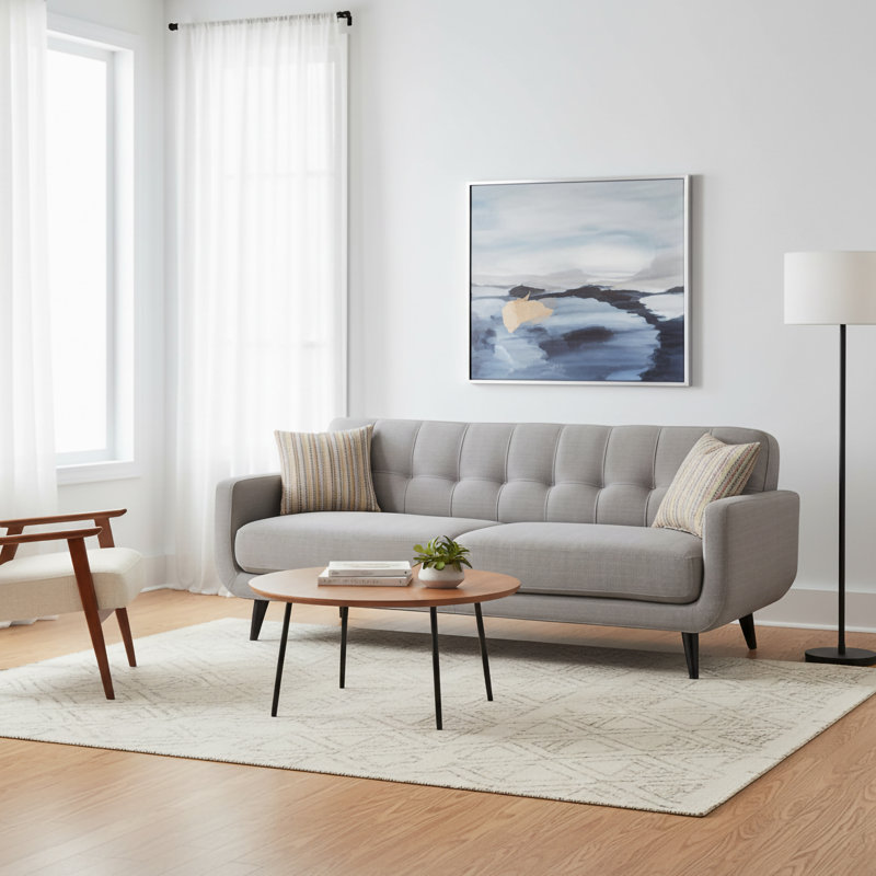 Sider Upholstered Sofa, Gray, 34.5" H x 85.3" W x 34.5" D