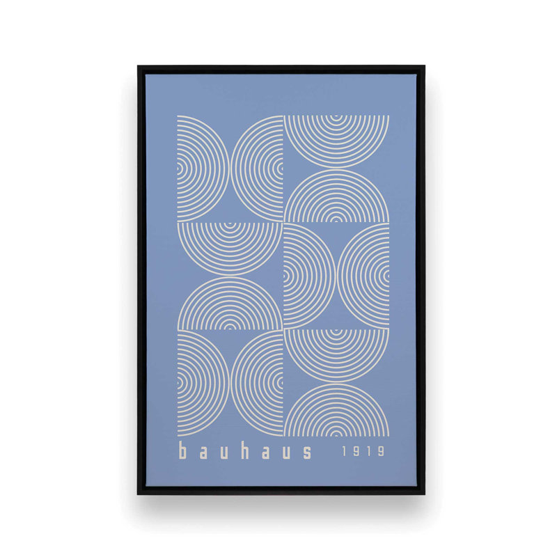 Affiche de composition Bauhaus, Bleu, Cadre flottant noir satiné, H 30,75 po x l 20,75 po