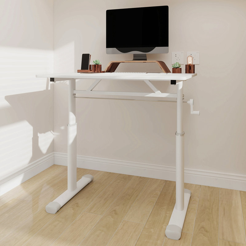 Bureau d'étude réglable adapté aux enfants et aux adultes, bureau à domicile multifonctionnel réglable en hauteur, design compact, dimensions du bureau: 60 cm x 80 cm, cadre blanc