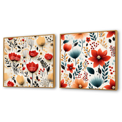 Coriandre - Ensemble de 2 collages carrés botaniques abstraits