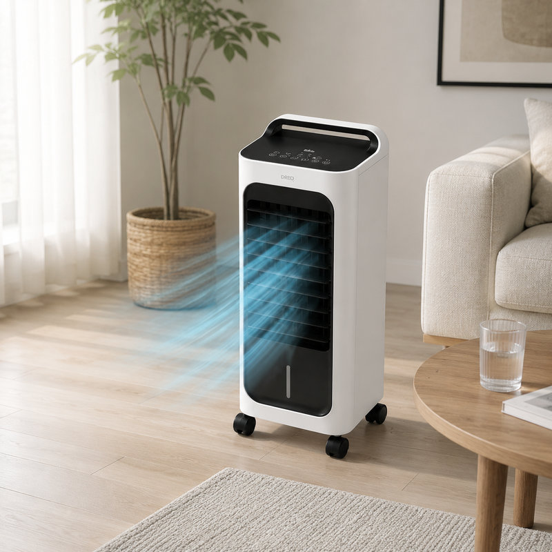 Refroidisseur d'air à évaporation portable en ABS 26,2 "avec télécommande et minuterie pour la chambre à coucher et le bureau personnel
