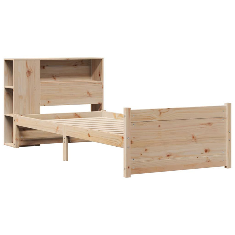 Bookcase Bed Without Mattress Solid Wood Pine, European Single (90 x 200cm)