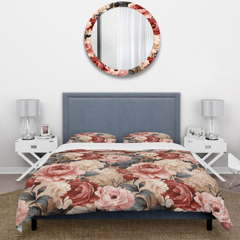 Literie intemporelle pivoine rose Gardan Serenity, Housse de couette pour très grand lit et 2 très