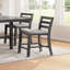 5-Piece Set Square Dining Table With Shelves Cushion Seat Ladder Back High Dining Chairs Solid Wood