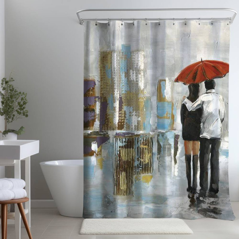 Shower Curtain CI14 – Polyester Shower Curtain, Dye Sublimation Print, 71" W × 74" L