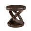 Table de bout ronde en bois rétro, table d'appoint avec base en X pour salle à manger ou salon en famille.  Espresso-124443262