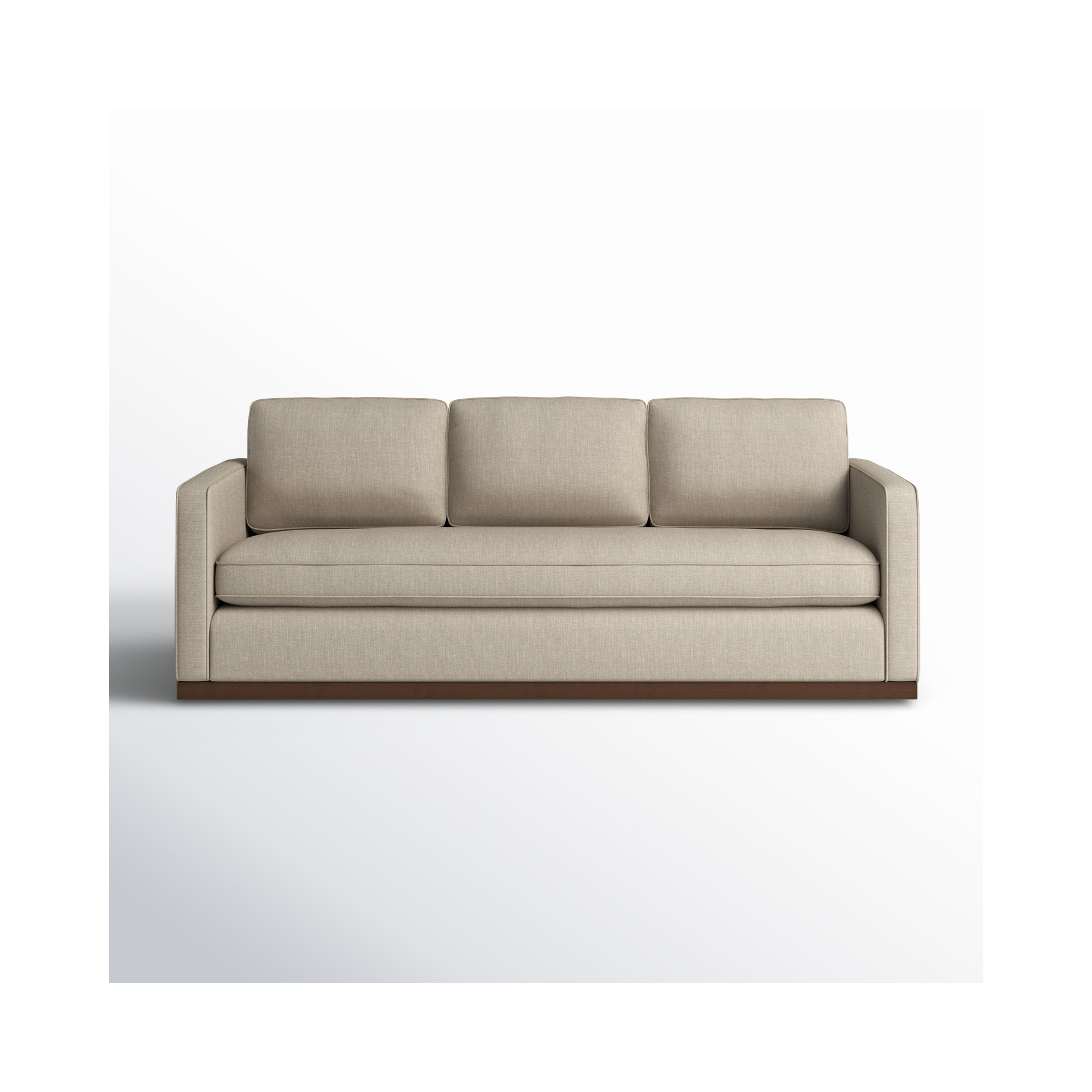 Bobbi 87'' Upholstered Sofa, Effie Flax Performance Linen, Walnut