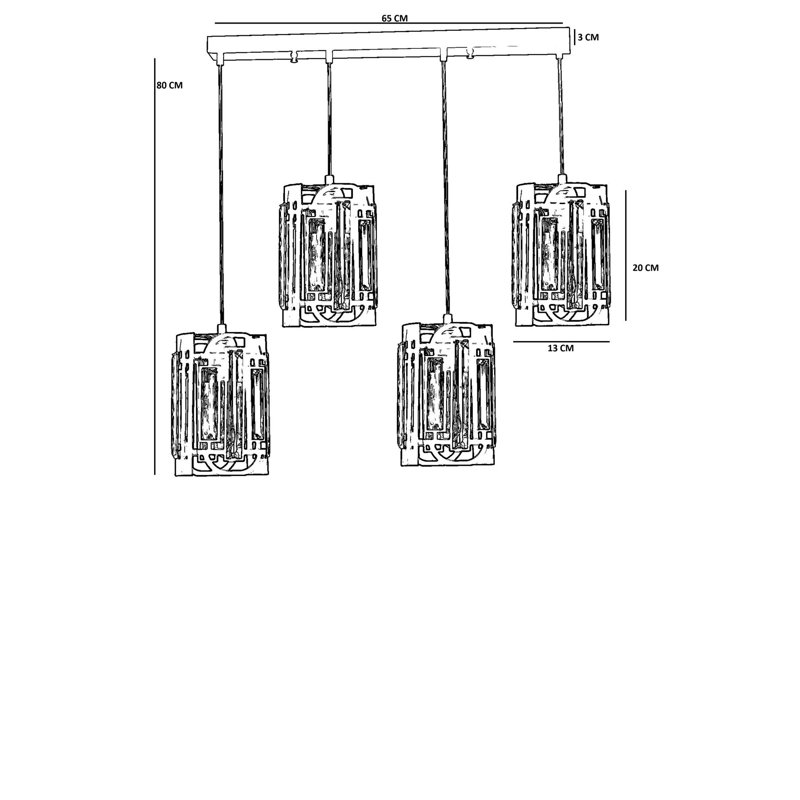 Lustre, Noir, 4 étages, Quatre lumières