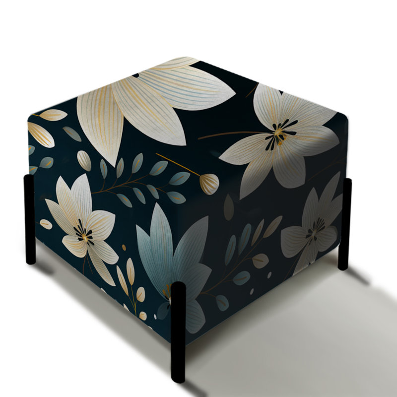 Beige motif floral harmonie côtière - repose-pieds carré floral