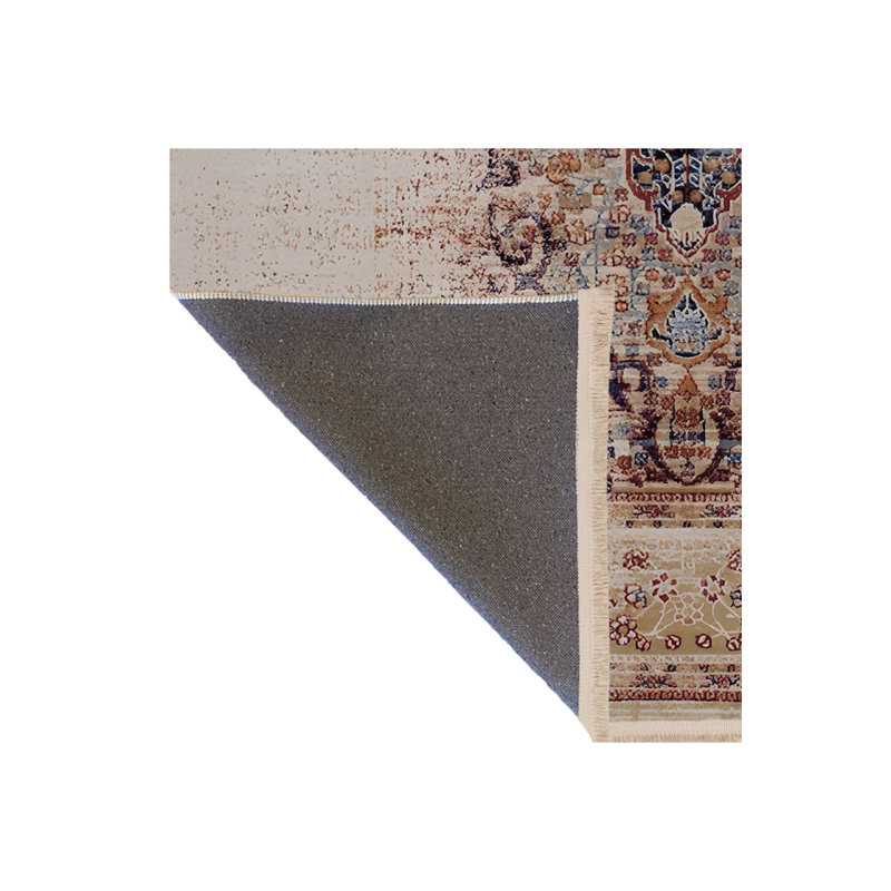 Tapis décoratif traditionnel rétro traditionnel lavable à la machine, Rectangle 4 pi 7 po x 6 pi 7 po