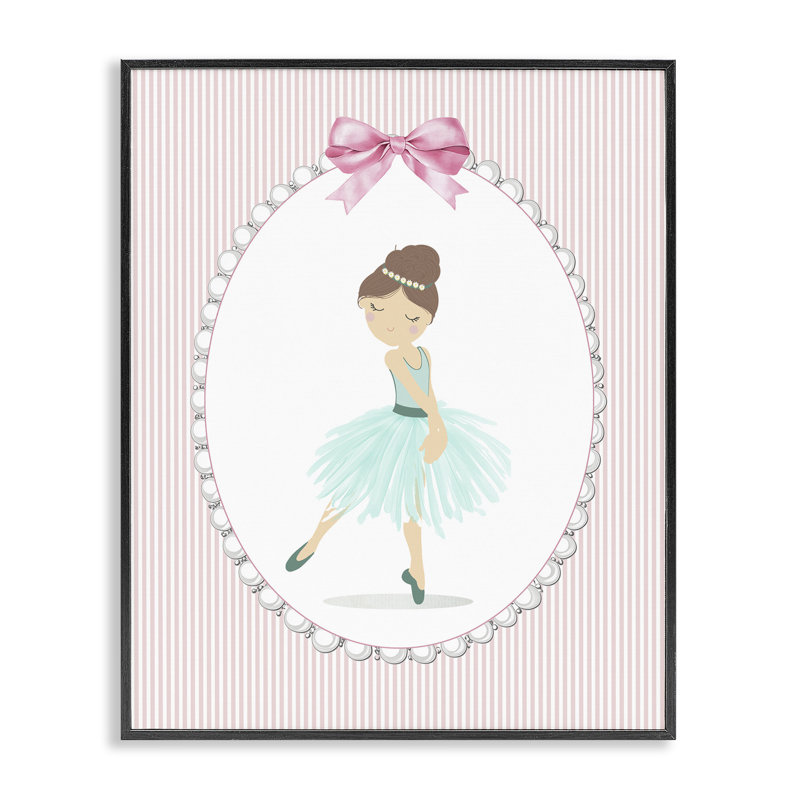 Giclée encadrée de danse élégante sur rayures, design par Christine Simpson Art, Giclée noire de minuit encadrée