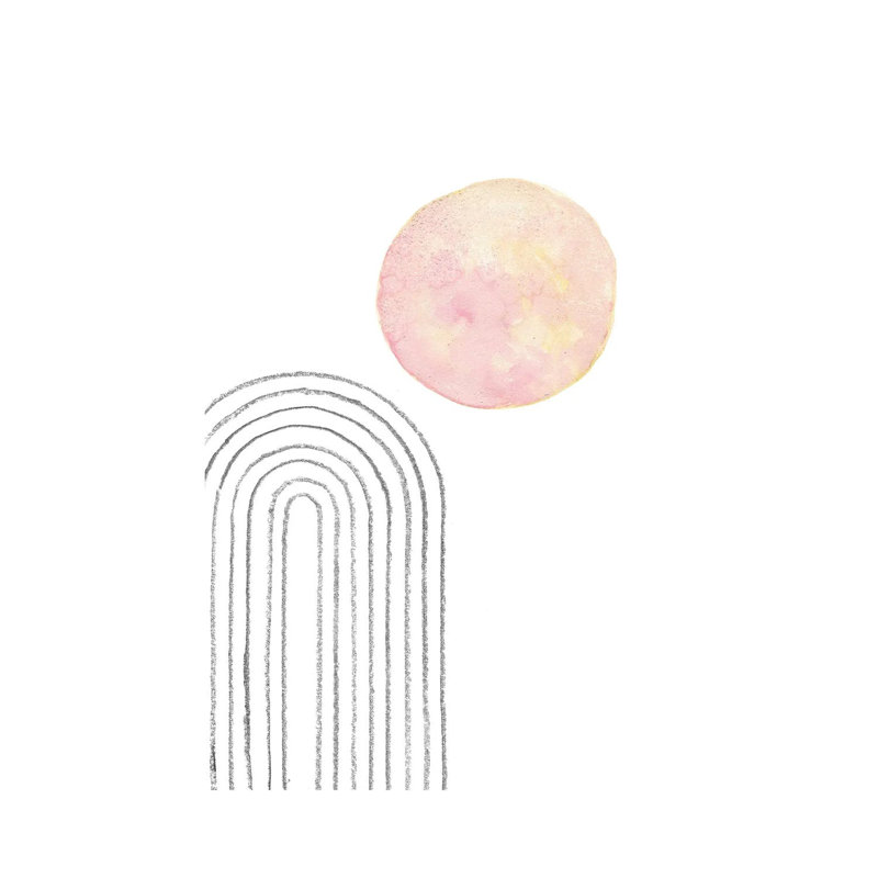 Blush Pink Sun And Rainbow by Whales Way - Print on Canvas, 30.48cm H x 20.32cm W x 1.91cm D, Wrapped Canvas