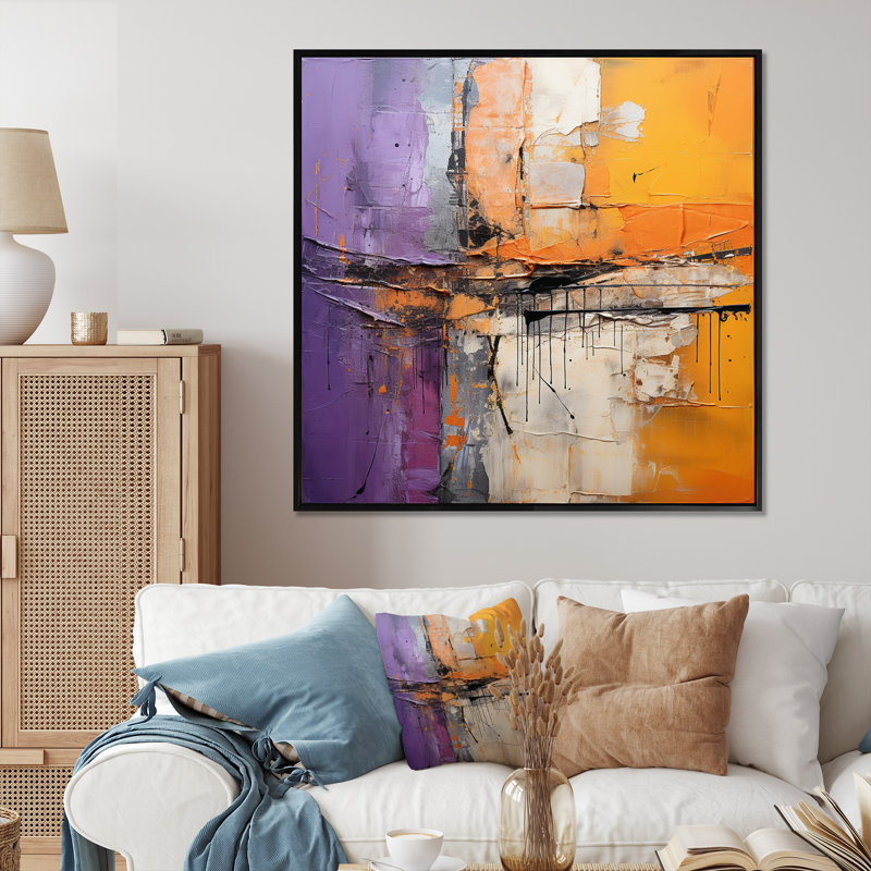 Collage Impressions IV sur toile, H 30 po x l 30 po, Cadre flottant noir