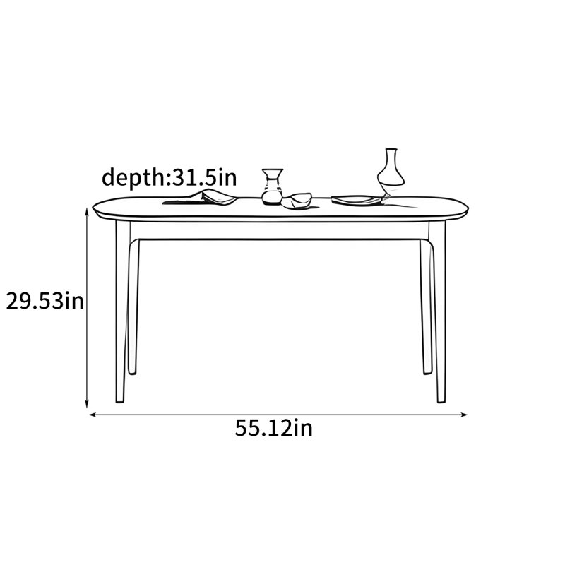 Table de salle à manger de style nordique minimaliste, H 29,53 po x L 55,12 po x l 31,5 po