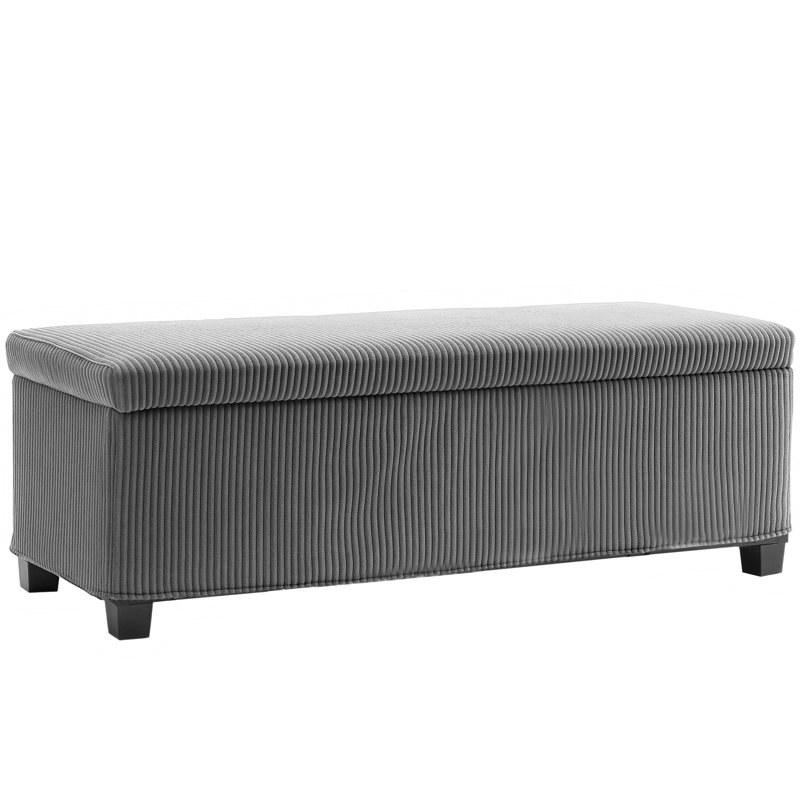 112cm Wide Storage Ottoman, Grey, 40cm H x 112cm W x 42cm D 