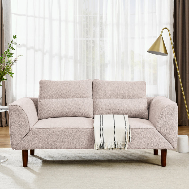 Canapé-lit futon convertible, causeuse confortable avec accoudoirs réglables, Fil rose en boucle